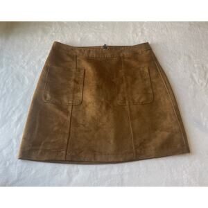 Old Navy Zip Mini Skirt Double Pockets Tan Faux Suede 90s Y2K Women’s Size 10